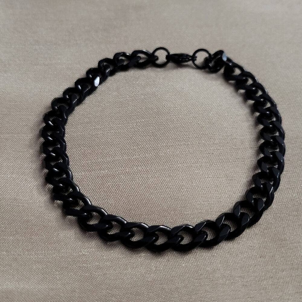 Men's black stainless steel chunky curb chain bracelet